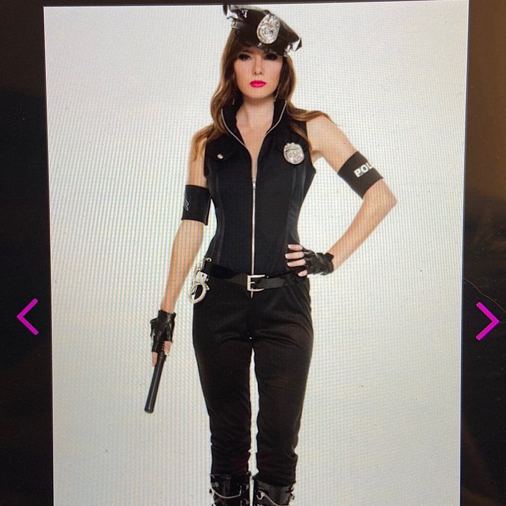 SEXY Bombshell Cop Police Officer Uniform Costume Jumpsuit XS/S/2/4 NEW Bodysuit